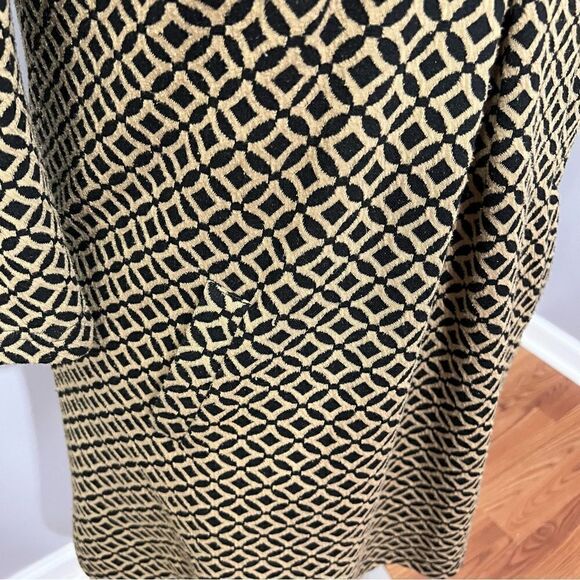 Tyler Boe Cowl Neck‎ Front Pocket Geometric Black/Gold Print Dress - L - Picture 7 of 11